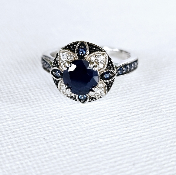 Blue Sapphire Rhodium Over Sterling Silver Ring 1.75ctw - Picture 2 of 6